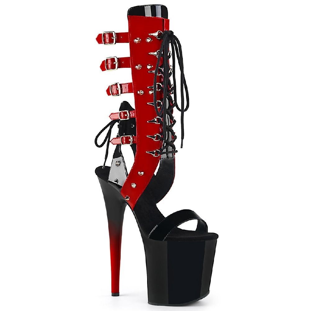 New! Pleaser 8 inch black/red platform sandals.